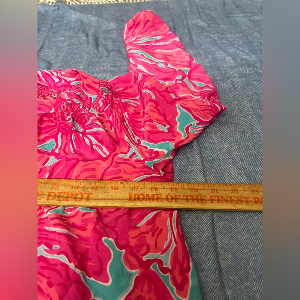 Lilly Pulitzer Pink and Orange Graphic Long Sleeve Blouse - Picture 6 of 7